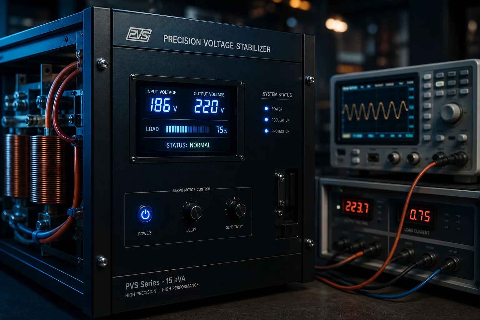 Voltage stabilization system engineering backdrop